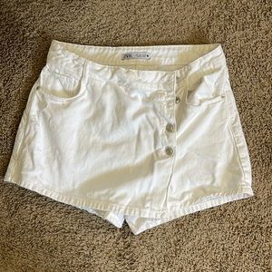 Zara white button up skort